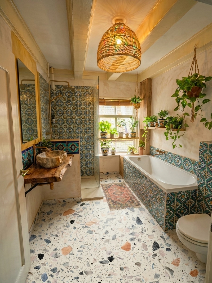 Bathroom interior in Mediterranean style — photo by GenRoom AI
