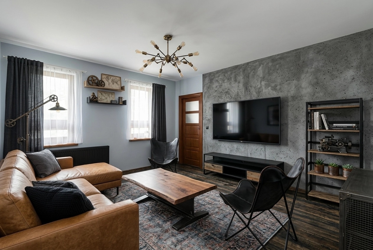 Interior design in Loft / Industrial style — Living Room by GenRoom AI