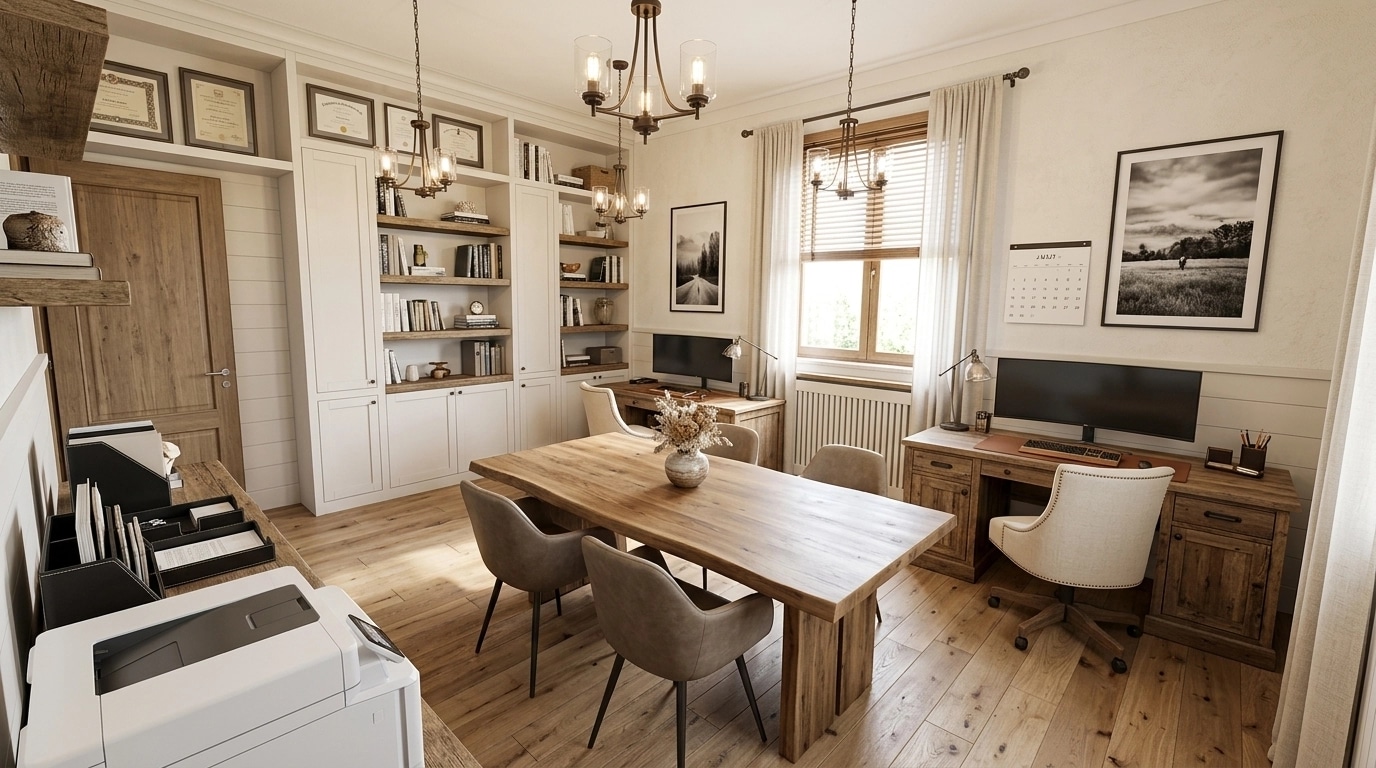 Interior design in Modern Farmhouse style — office_space by GenRoom AI