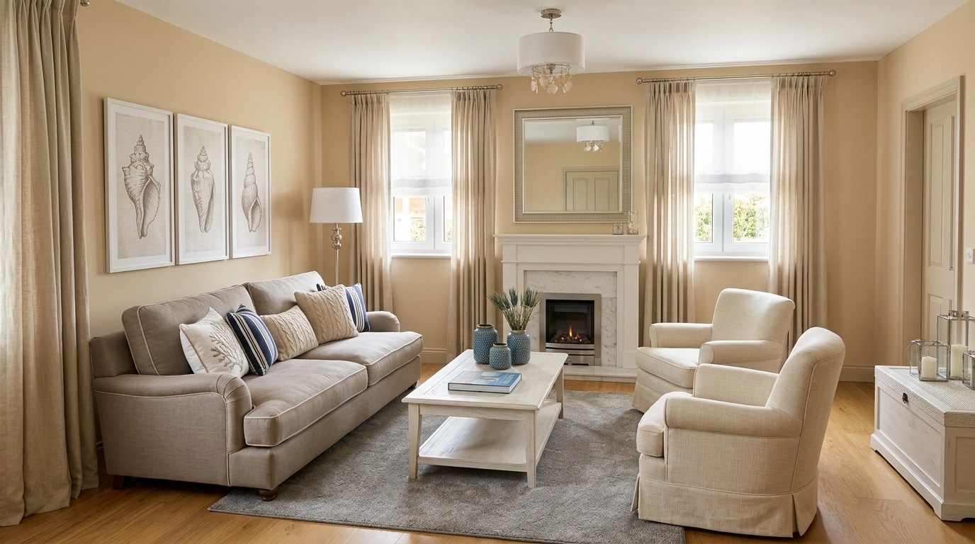 Interior design in Coastal / Hamptons style — Living Room by GenRoom AI