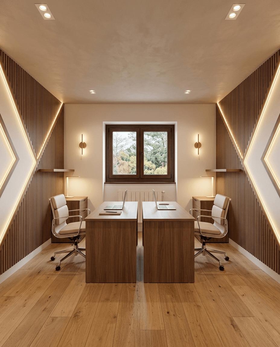 Office interior in Scandinavian style — photo by GenRoom AI