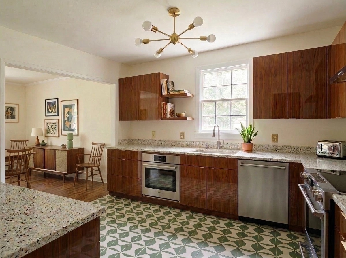 Interior design in Mid-Century Modern style — Kitchen by GenRoom AI