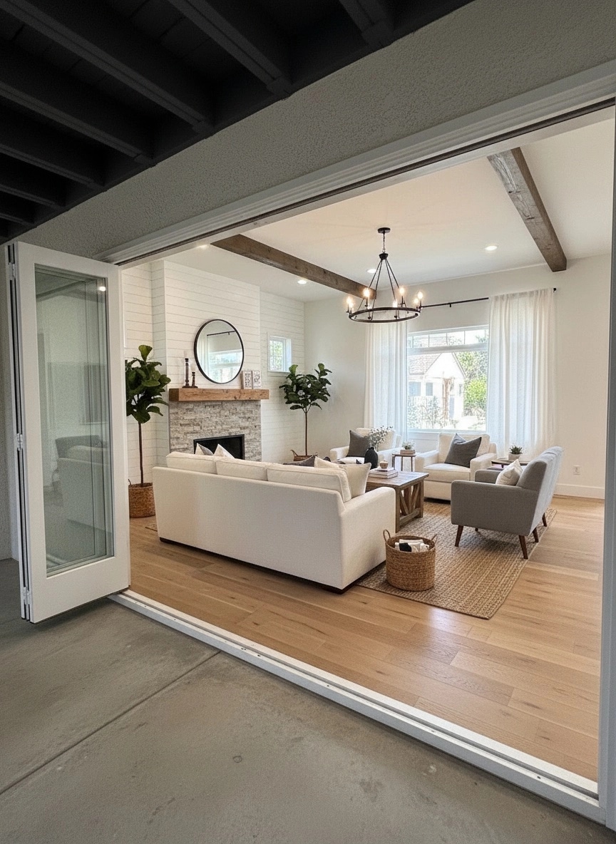 Modern Farmhouse Living Room design — interior photo by GenRoom AI