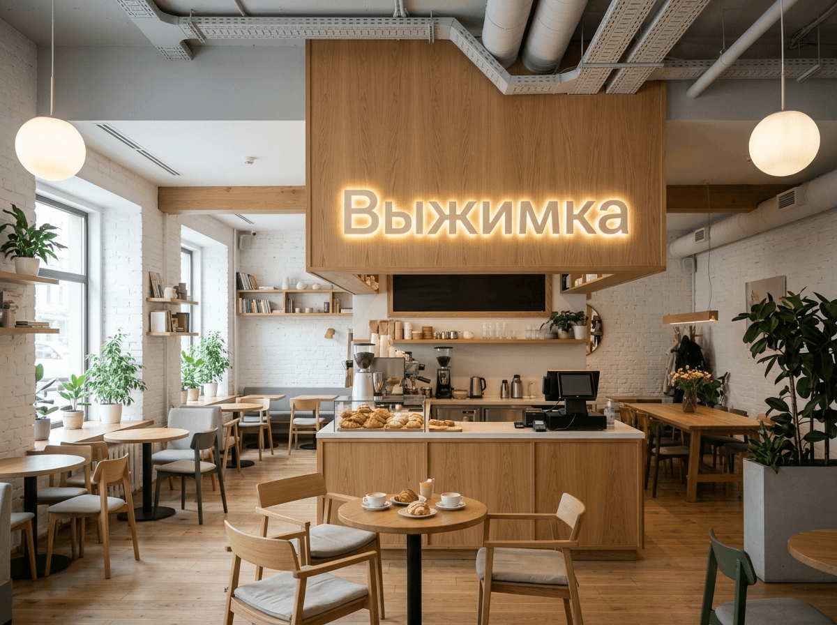Интерьер дизайны Scandinavian стилінде — GenRoom AI жасаған cafe