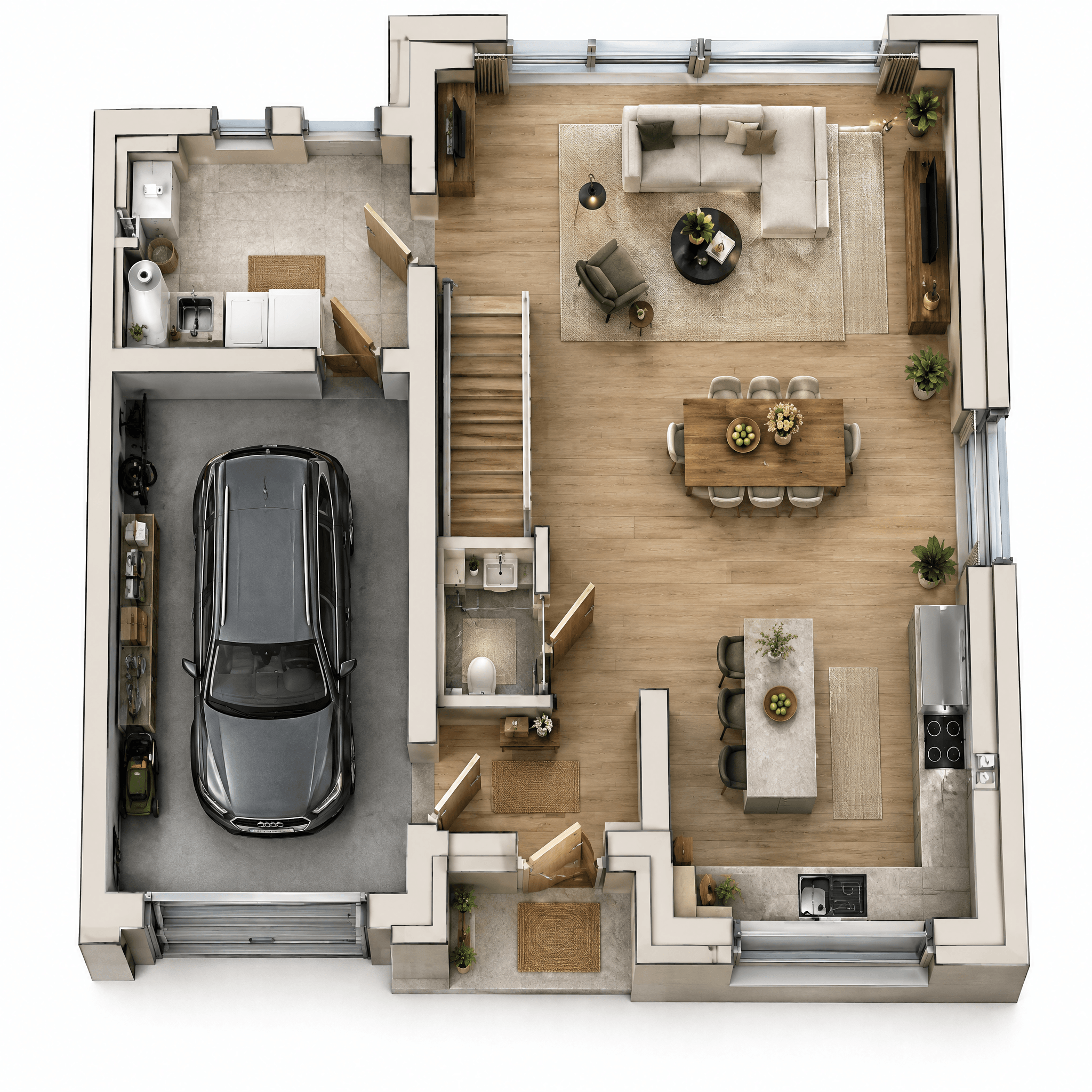 Innenraumdesign im Transitional-Stil — Wohnzimmer von GenRoom AI