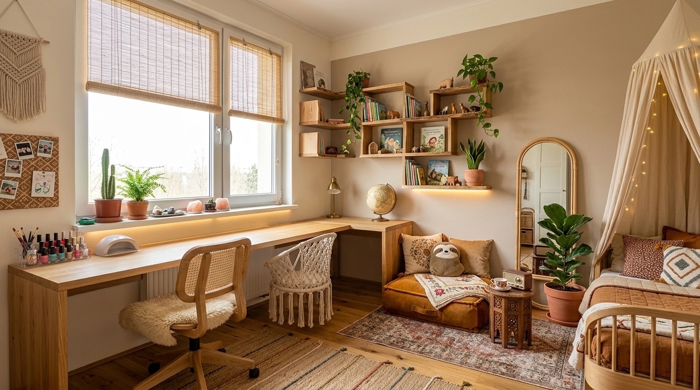 Interior design in Bohemian style — Kids Room by GenRoom AI