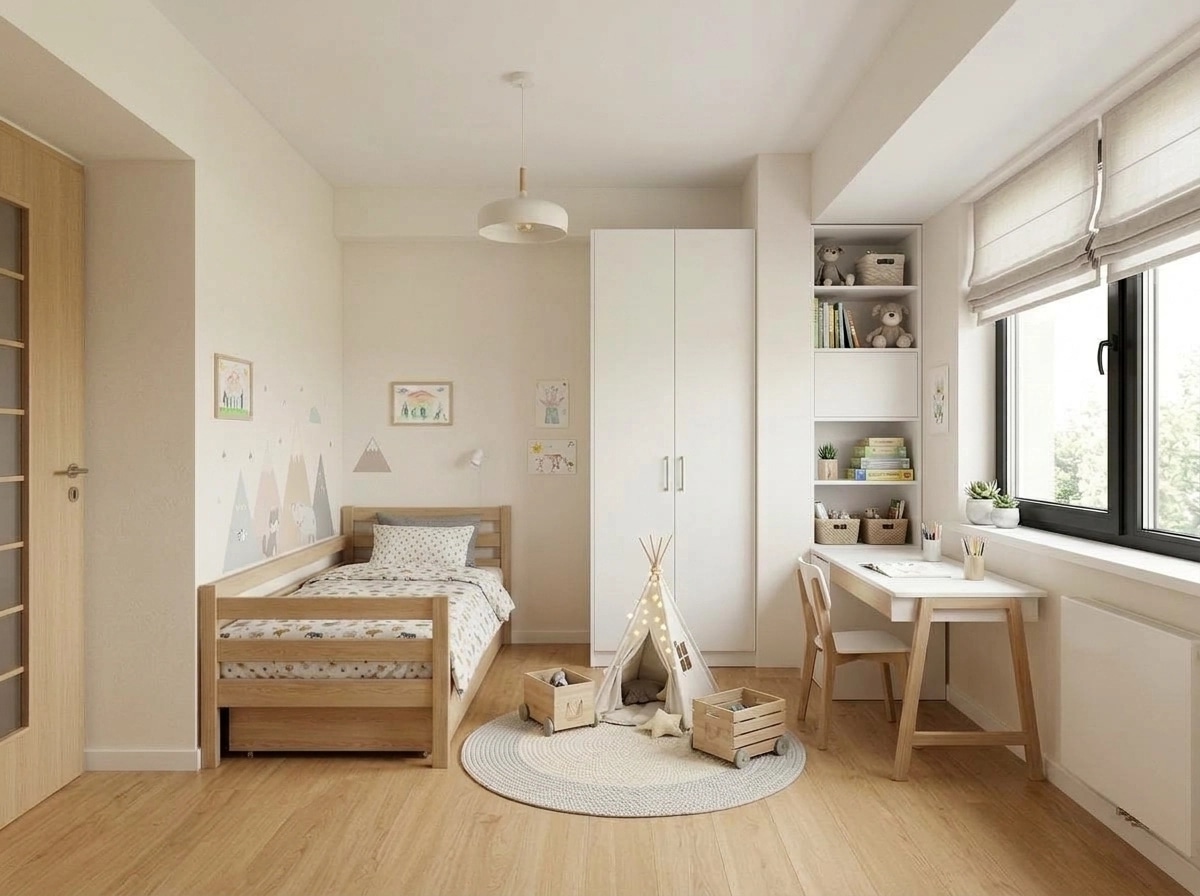 Scandinavian Kids Room design — interior photo by GenRoom AI