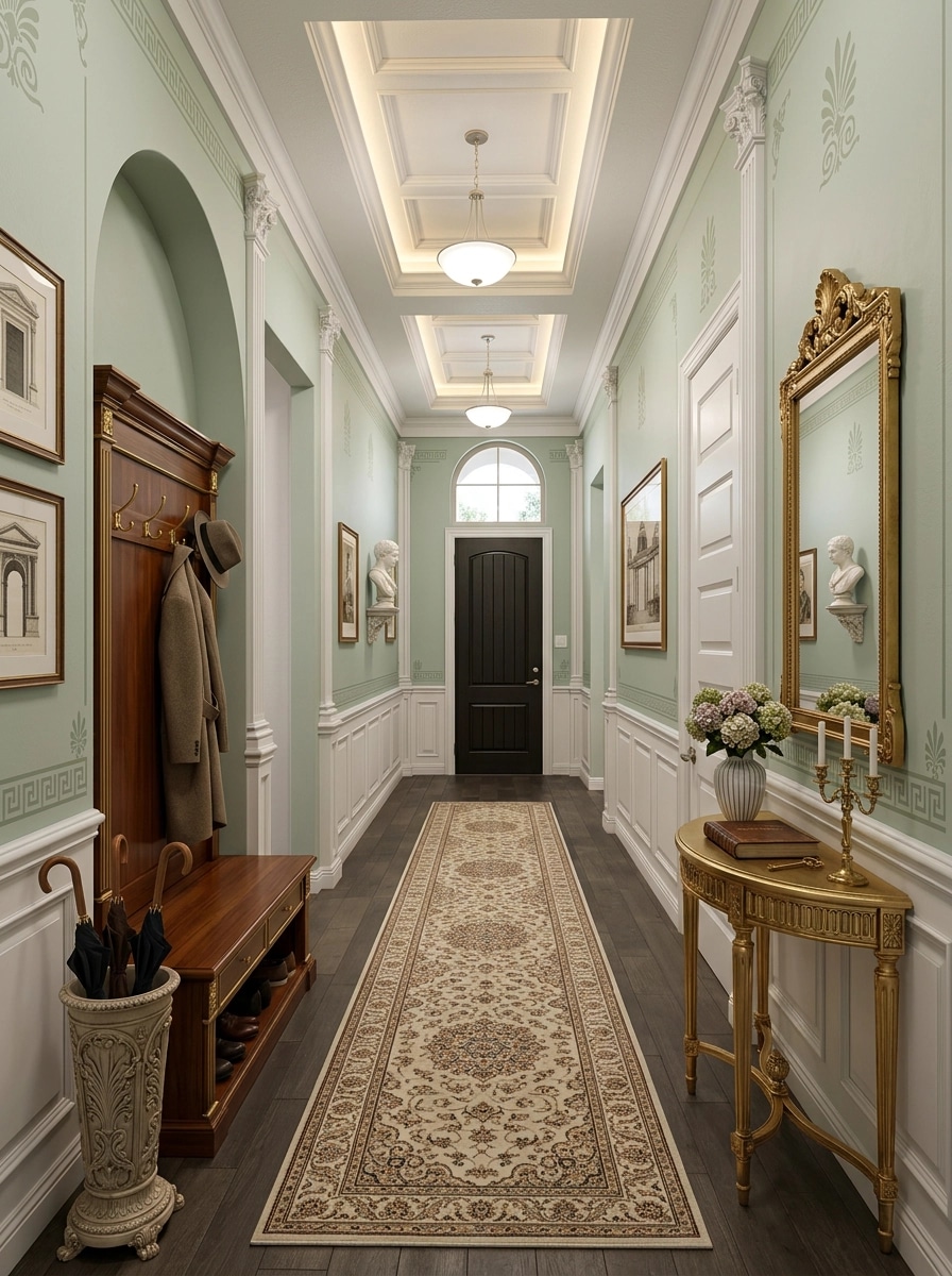 Hallway interior in Neoclassic style — photo by GenRoom AI