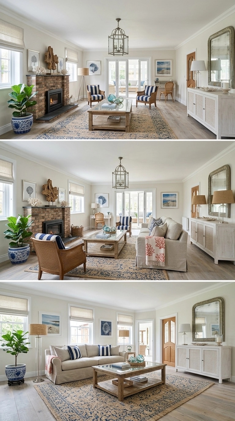 Interior design in Coastal / Hamptons style — Living Room by GenRoom AI
