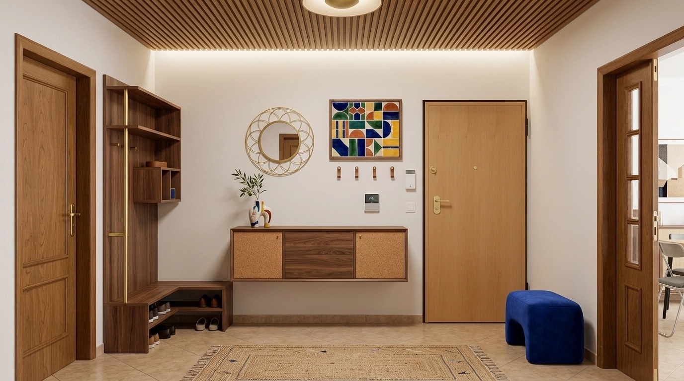 Interior design in Portuguese Modern style — lobby by GenRoom AI