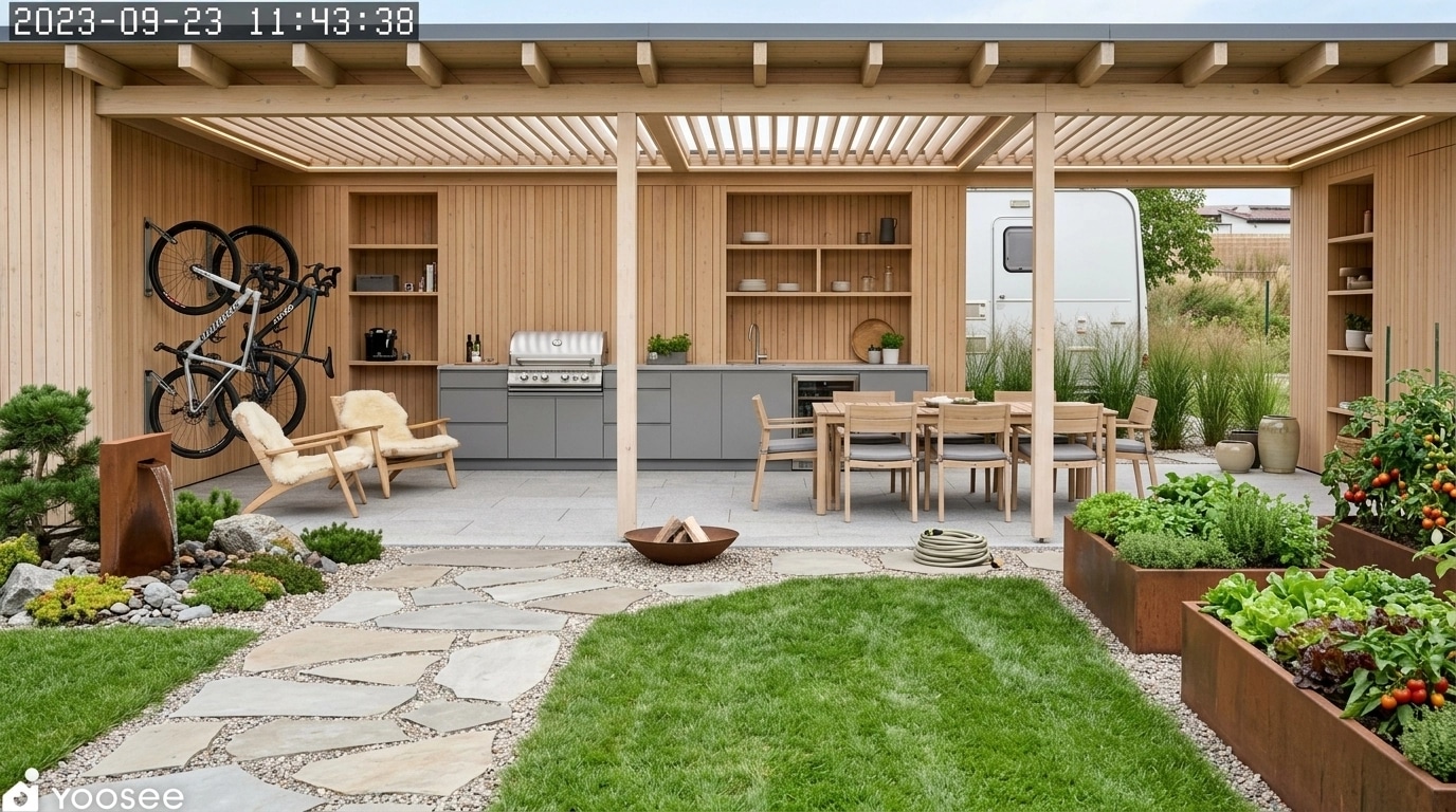 Landscape design in Scandinavian Garden style — Yard by GenRoom AI