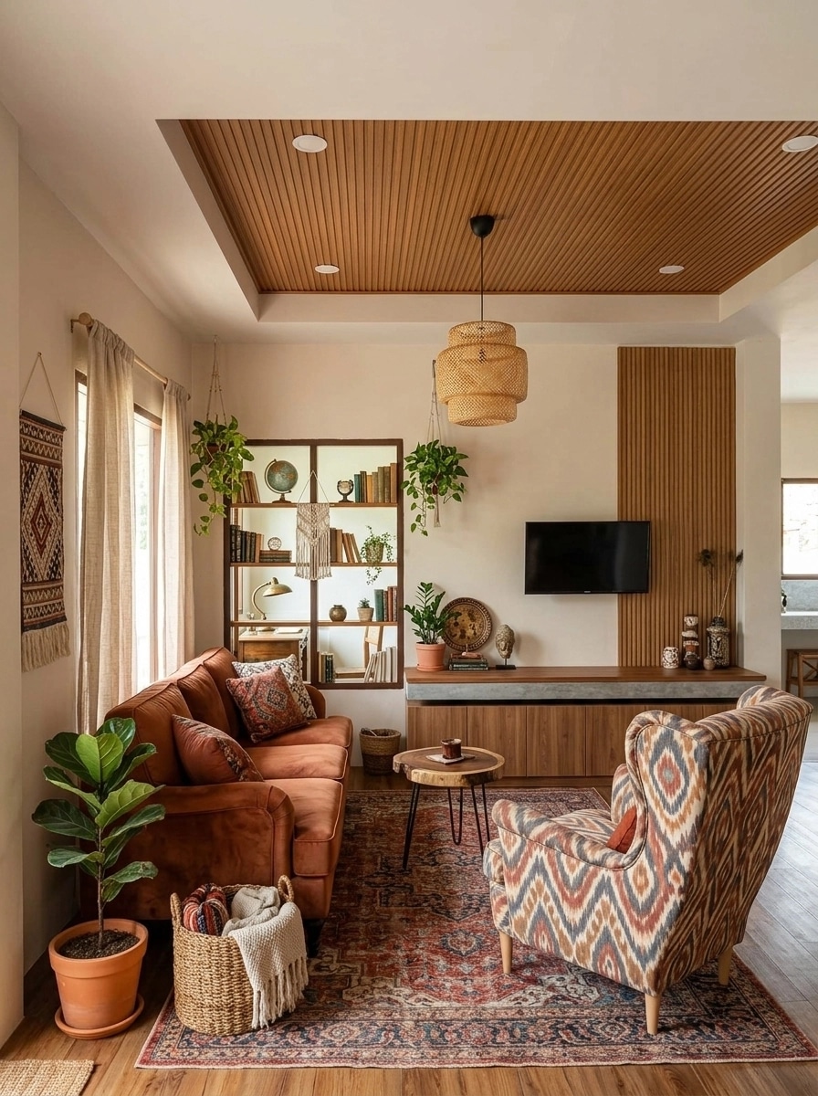 Bohemian Living Room design — interior photo by GenRoom AI