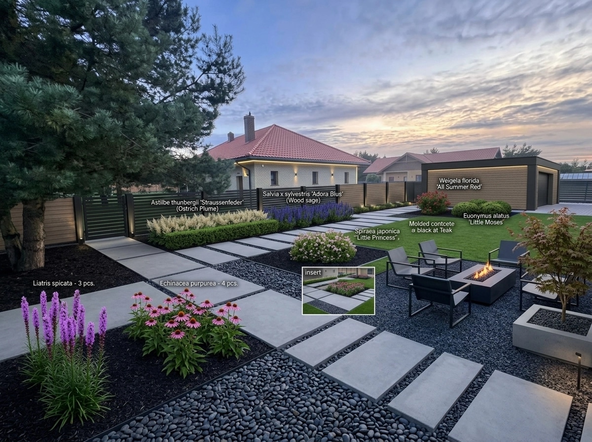 Landscape design in Minimalist Yard style — Yard by GenRoom AI