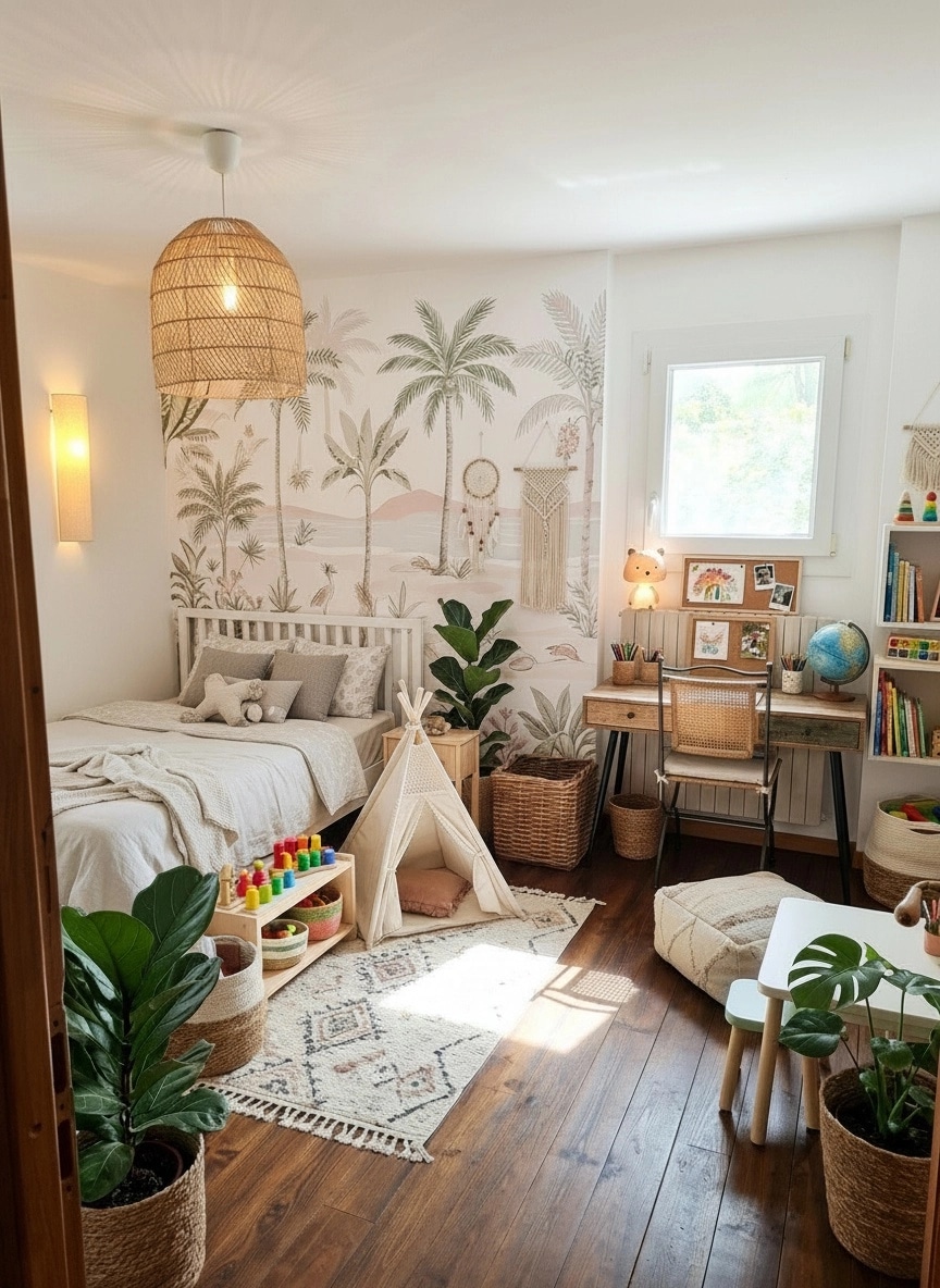 Bohemian Chambre d'Enfant design — interior photo by GenRoom AI