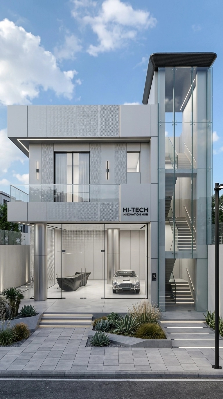 Facade design in Hi-Tech Facade style — Facade by GenRoom AI