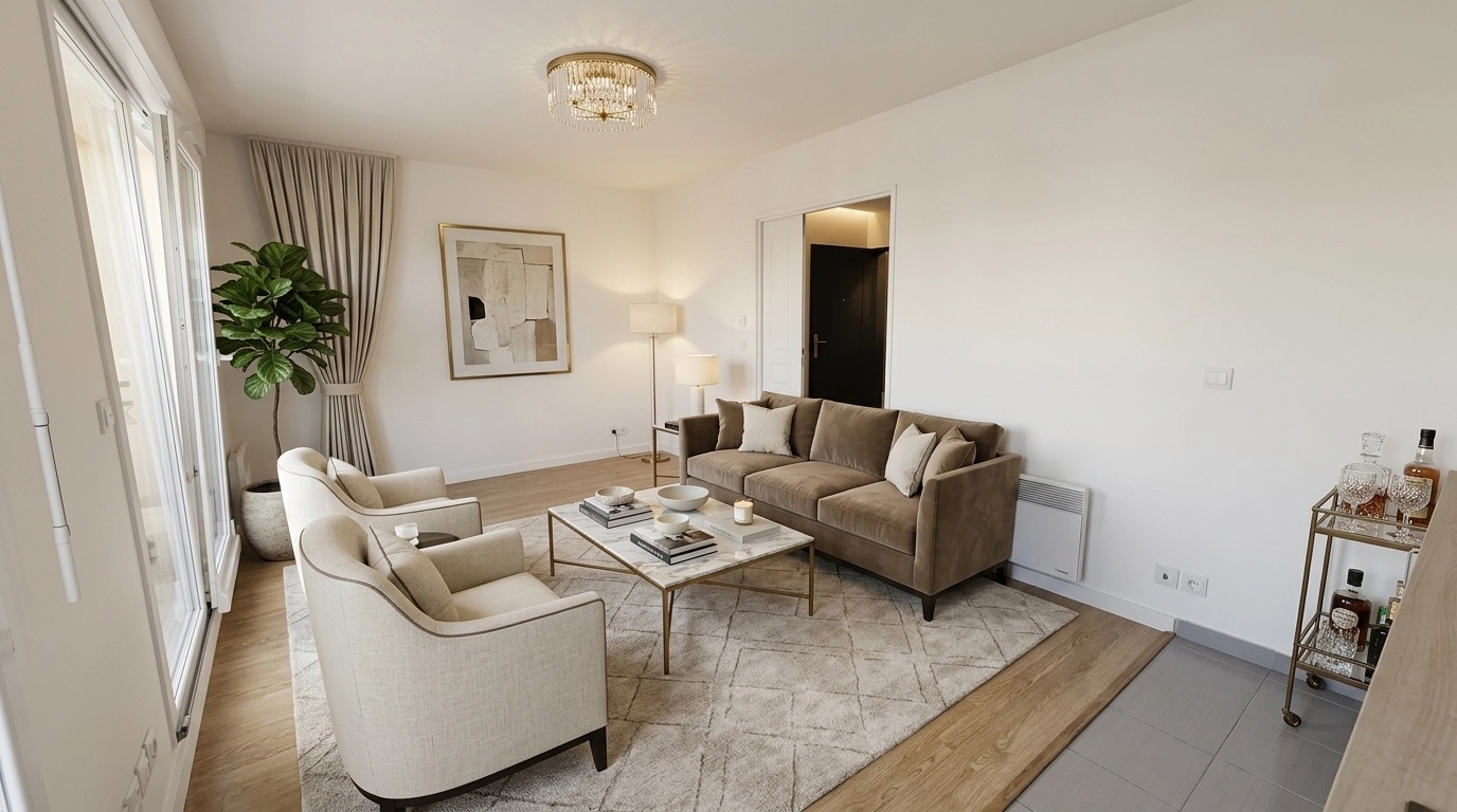 Transitional Living Room design — interior photo by GenRoom AI