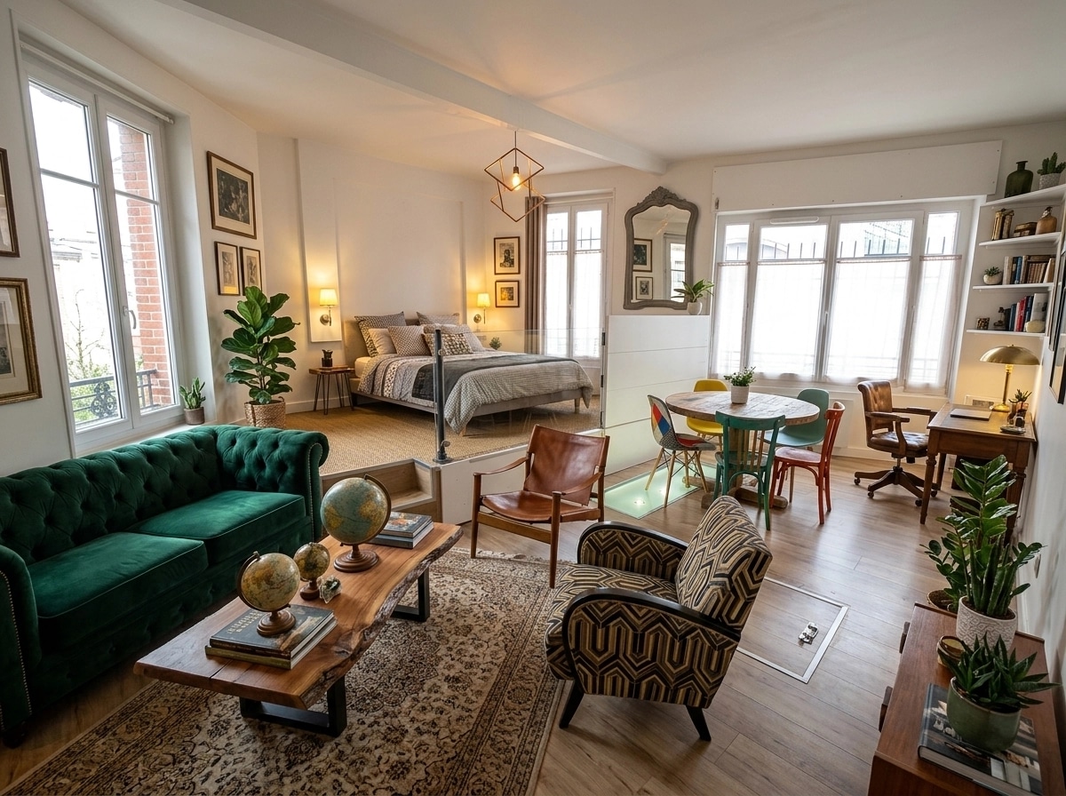 Design d'intérieur en style Eclectic — Salon par GenRoom AI