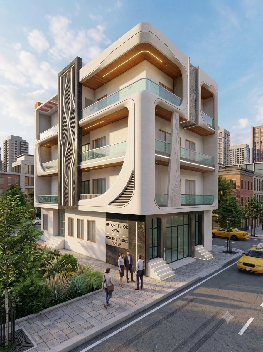 Fasaddesign i stilen Contemporary Facade — Fasad av GenRoom AI