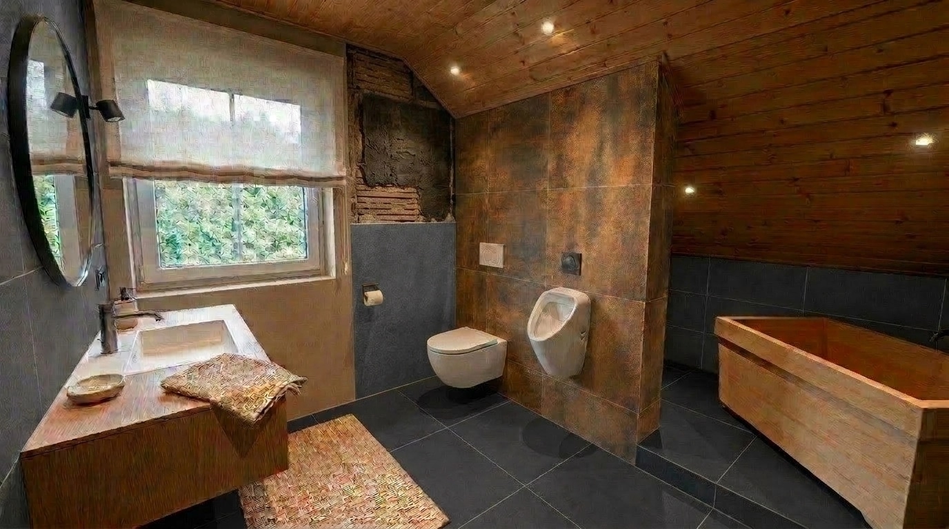 Bathroom interior in Japandi style — photo by GenRoom AI