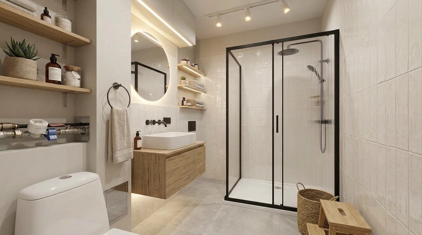 Bathroom interior in Scandinavian style — photo by GenRoom AI