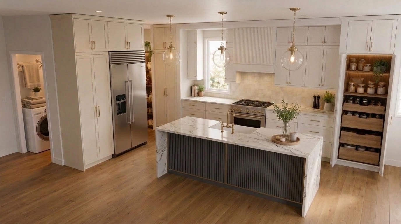Kitchen interior in Transitional style — photo by GenRoom AI