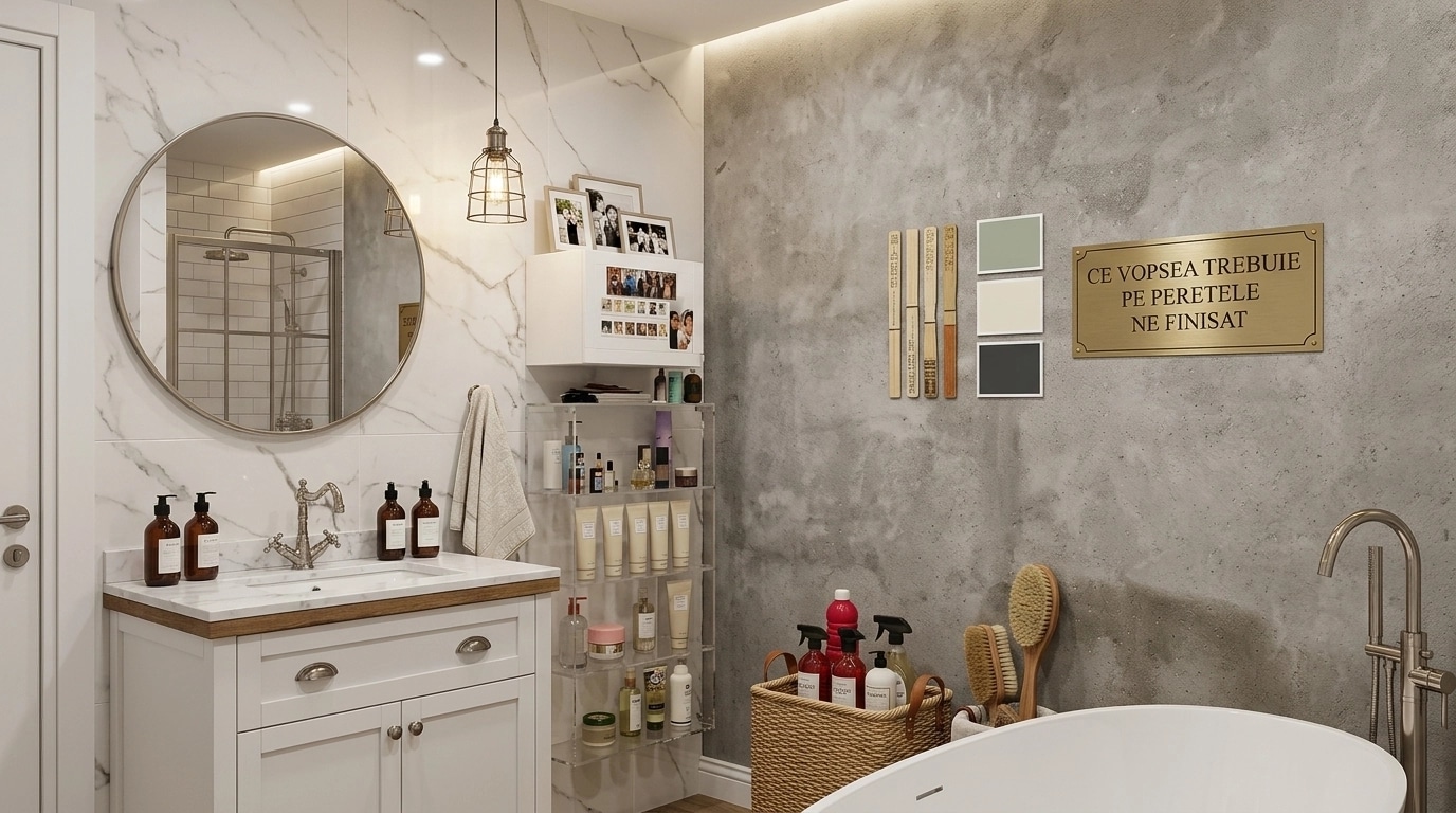 Bathroom interior in Modern Farmhouse style — photo by GenRoom AI