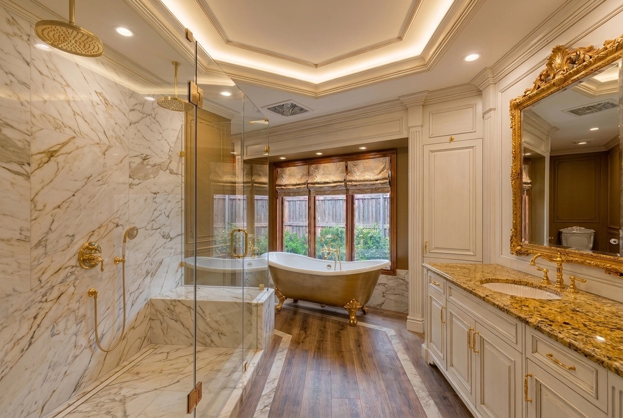Interior design in Neoclassic style — Bathroom by GenRoom AI