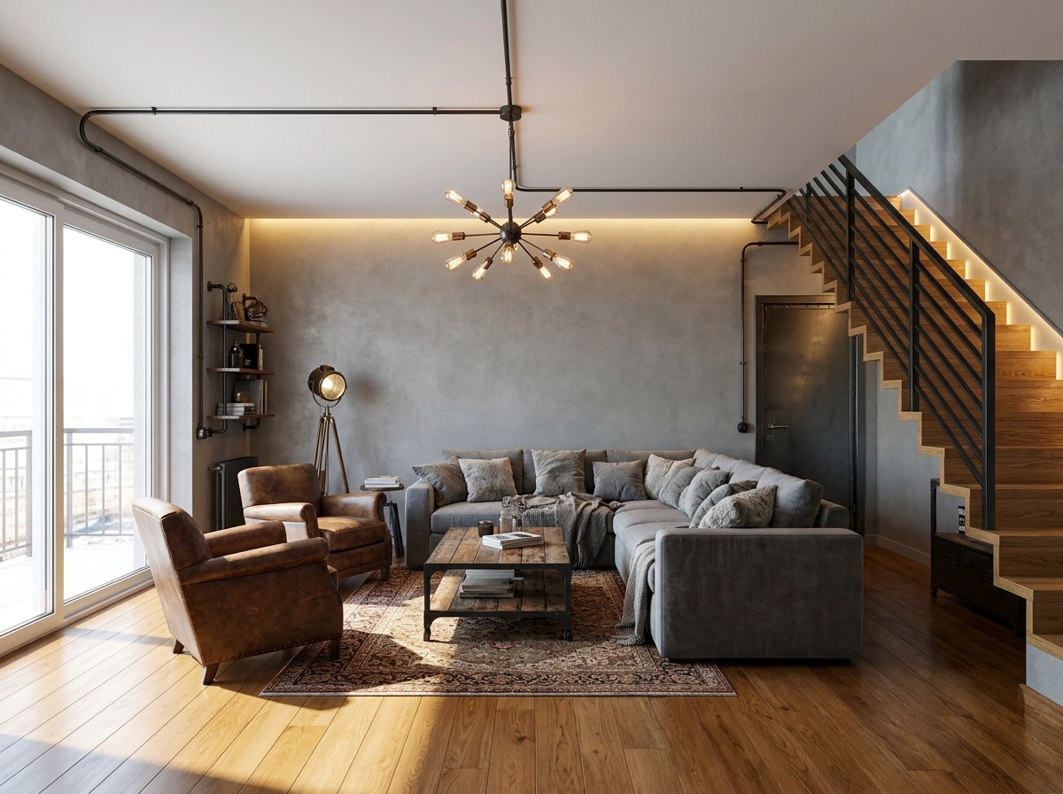 Interior design in Loft / Industrial style — Living Room by GenRoom AI