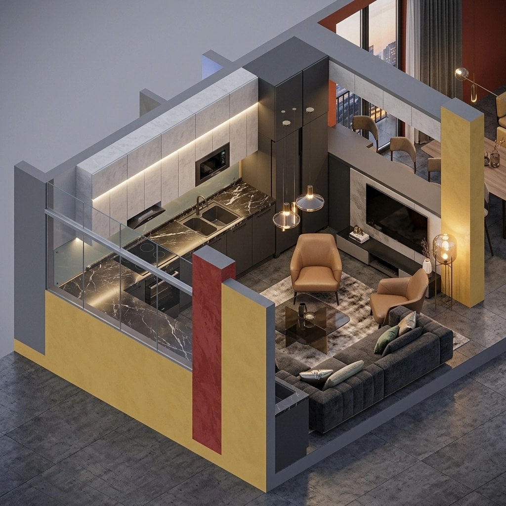 Interior design in Contemporary style — Living Room by GenRoom AI