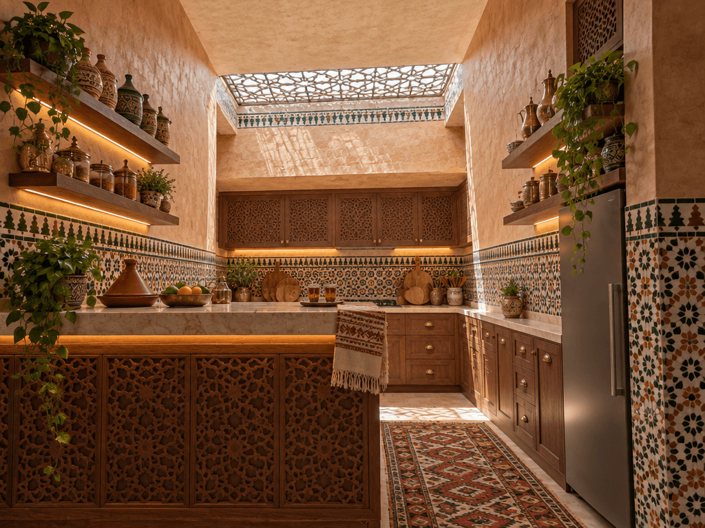 Kitchen interior in Arabian / Moroccan style — photo by GenRoom AI