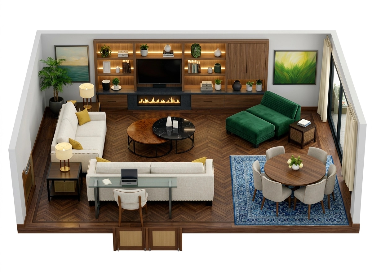 Transitional Ruang Tamu design — interior photo by GenRoom AI