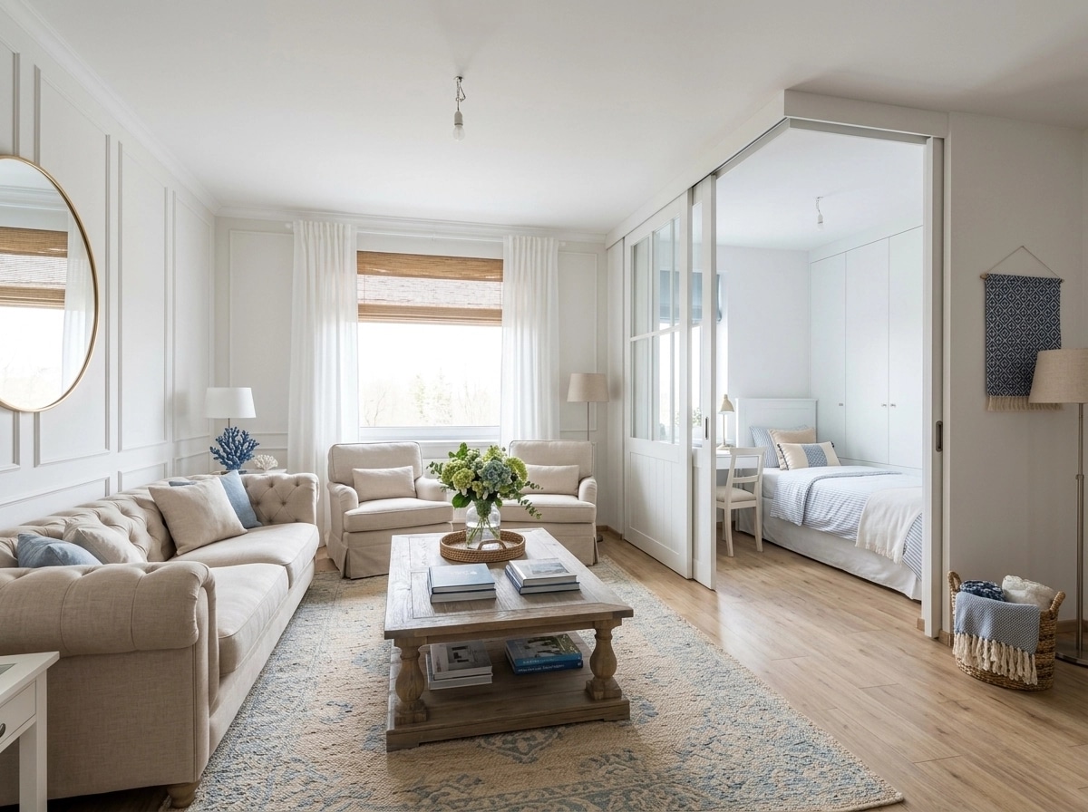 Interior design in Coastal / Hamptons style — Living Room by GenRoom AI