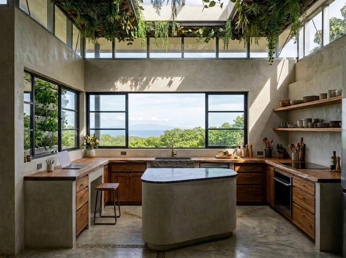 Kitchen interior in Biophilic style — photo by GenRoom AI