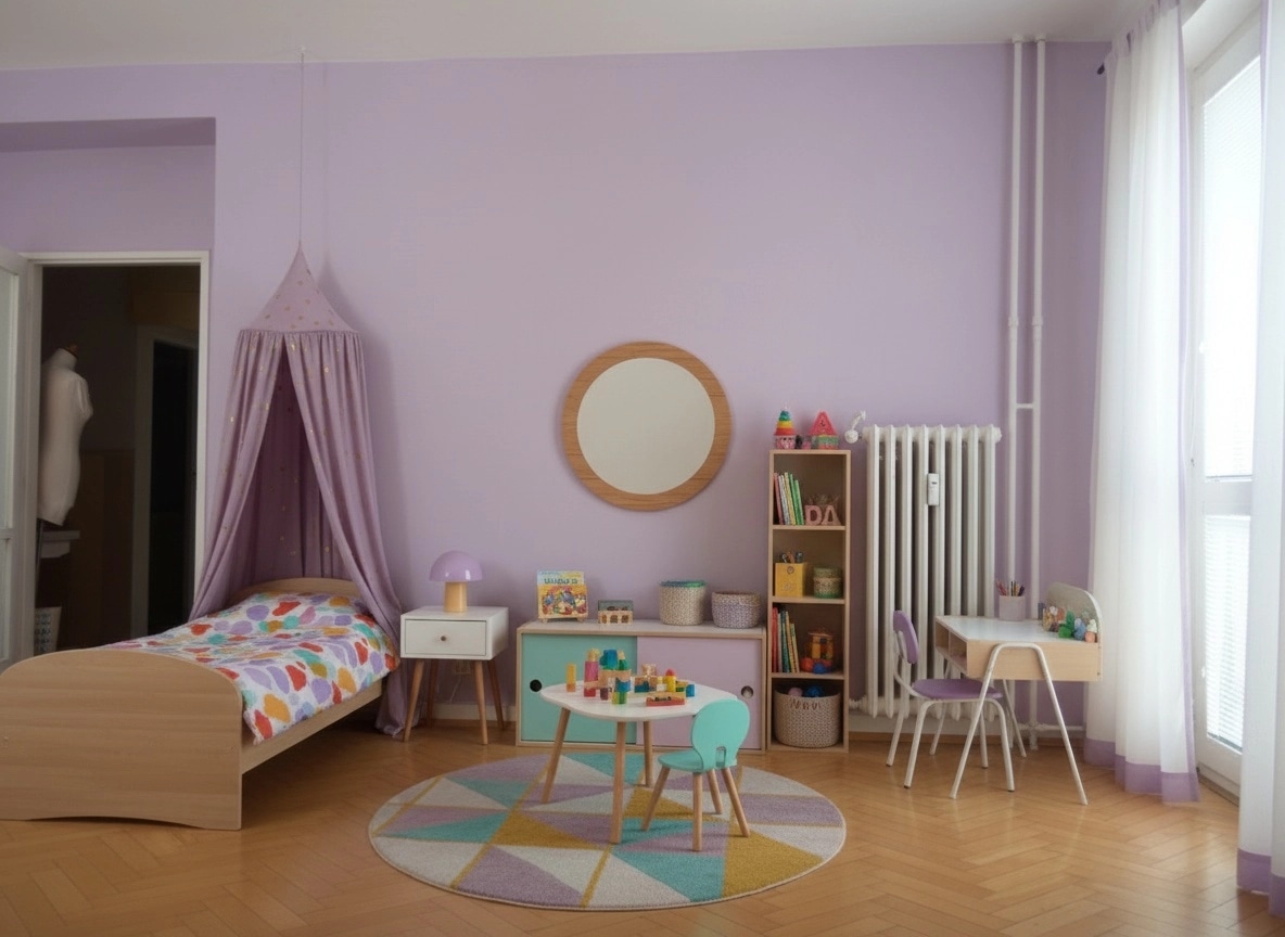 Mid-Century Modern Kids Room design — interior photo by GenRoom AI