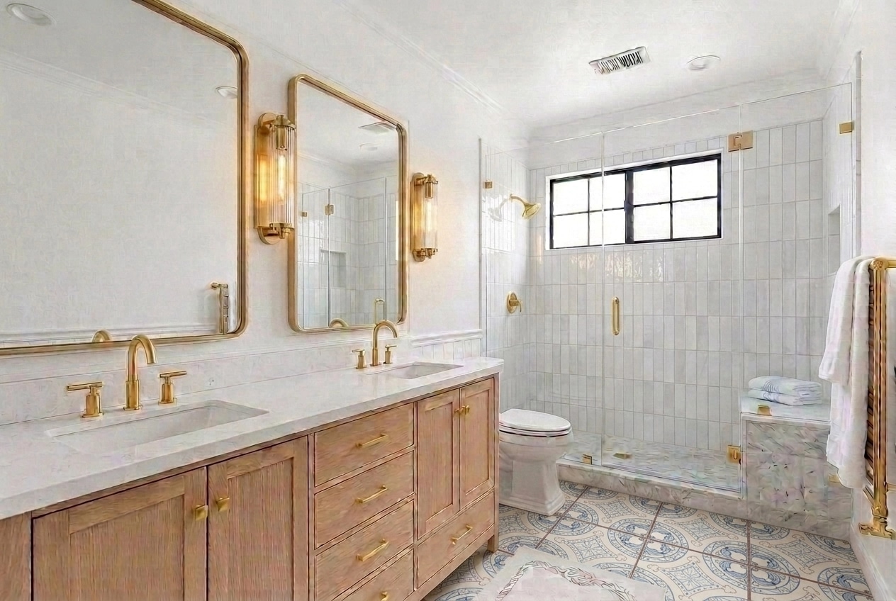 Interior desain di Coastal / Hamptons gaya — Kamar Mandi oleh GenRoom AI