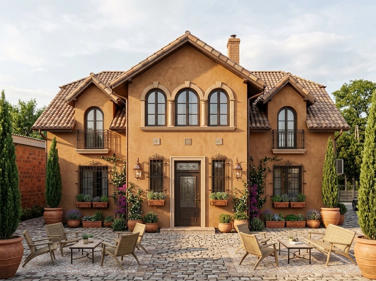 Facade design in Mediterranean Facade style — photo by GenRoom AI