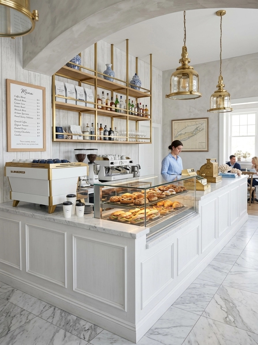 Interior design in Coastal / Hamptons style — coffee_shop by GenRoom AI