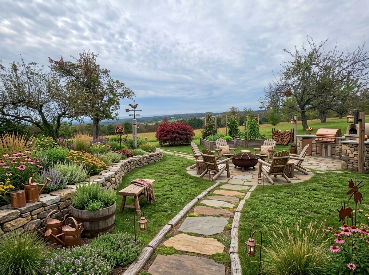Country Rustic Garden Jardín design — yard photo by GenRoom AI