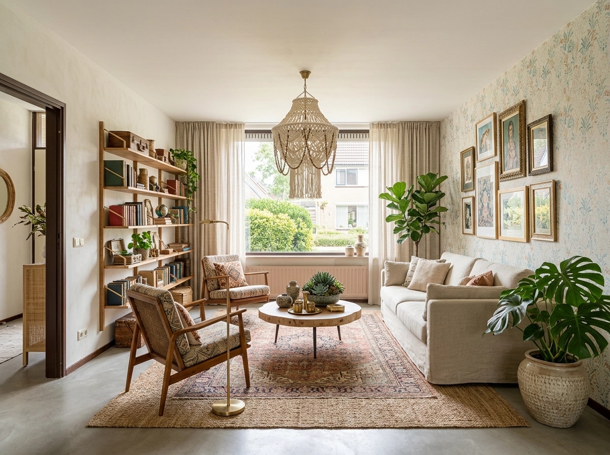 Interior design in Bohemian style — Living Room by GenRoom AI