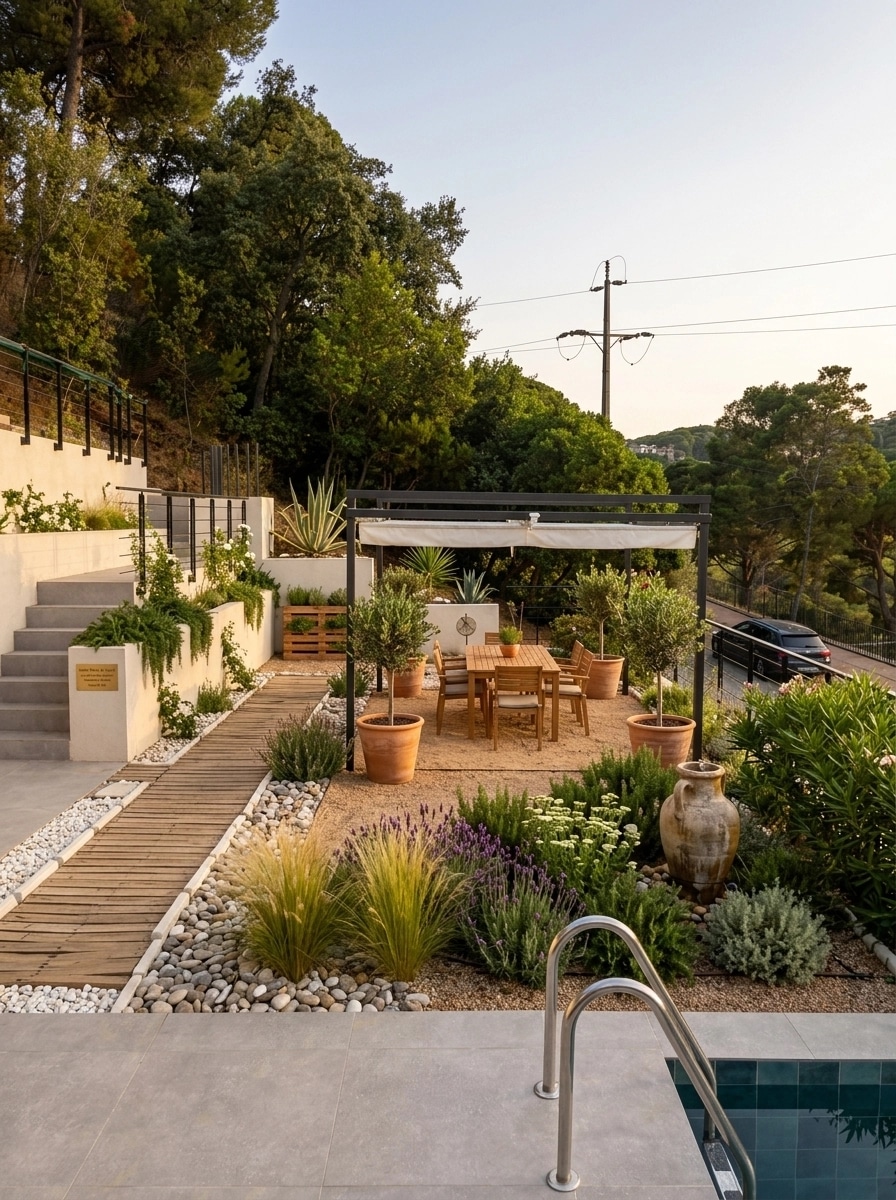 Landscape design in Mediterranean Yard style — Yard by GenRoom AI