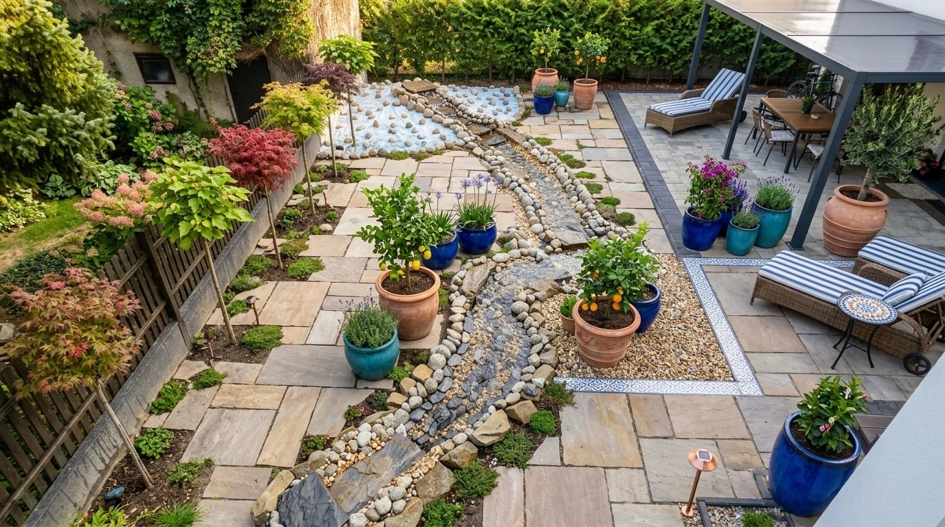 Landscape design in Mediterranean Yard style — Yard by GenRoom AI