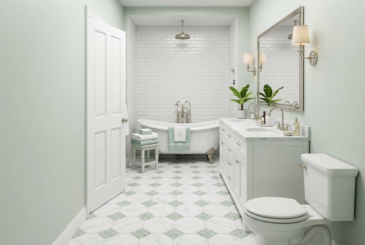 Interior design in Coastal / Hamptons style — Bathroom by GenRoom AI