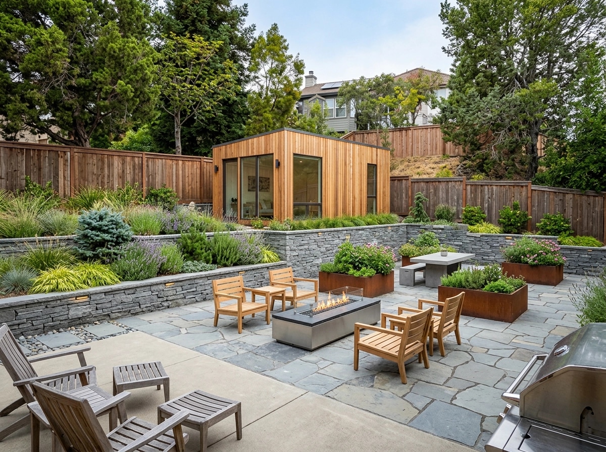 Landscape design in Scandinavian Garden style — Yard by GenRoom AI