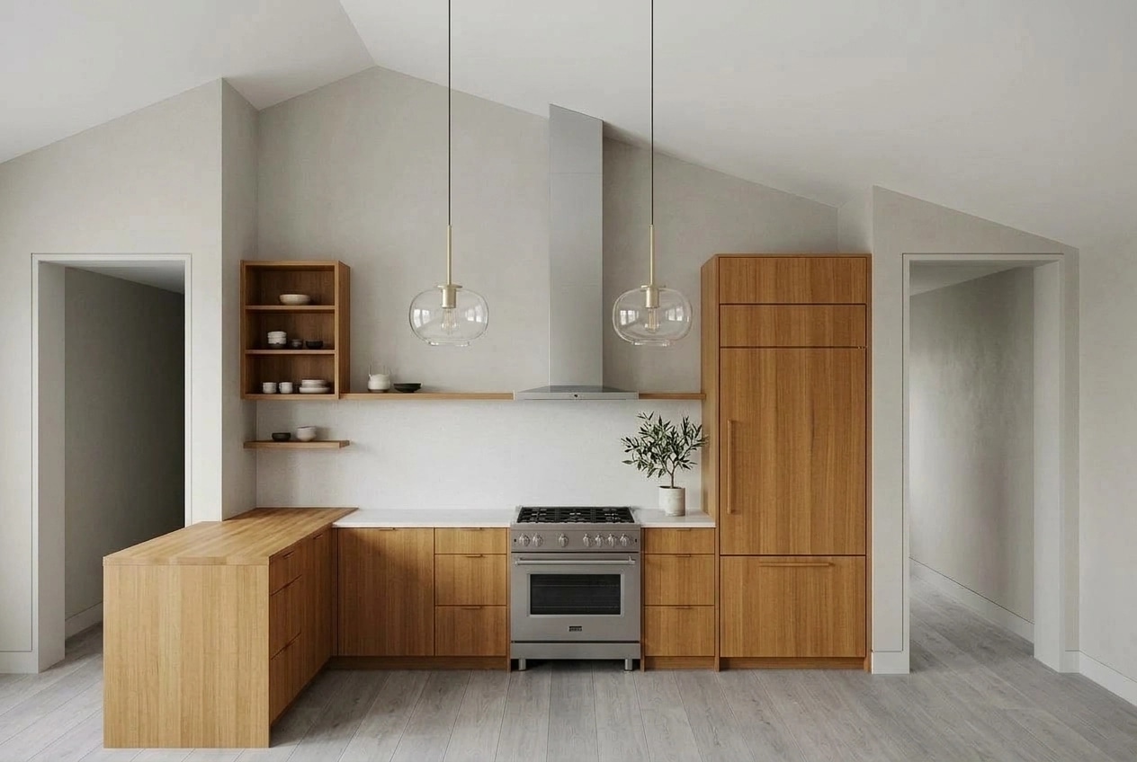 Kitchen interior in Scandinavian style — photo by GenRoom AI