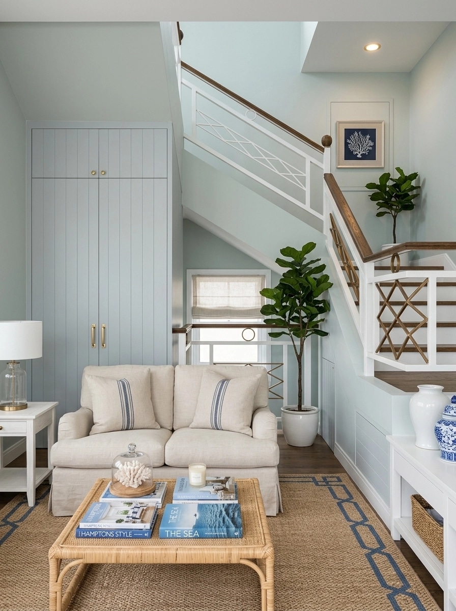 Coastal / Hamptons Living Room design — interior photo by GenRoom AI