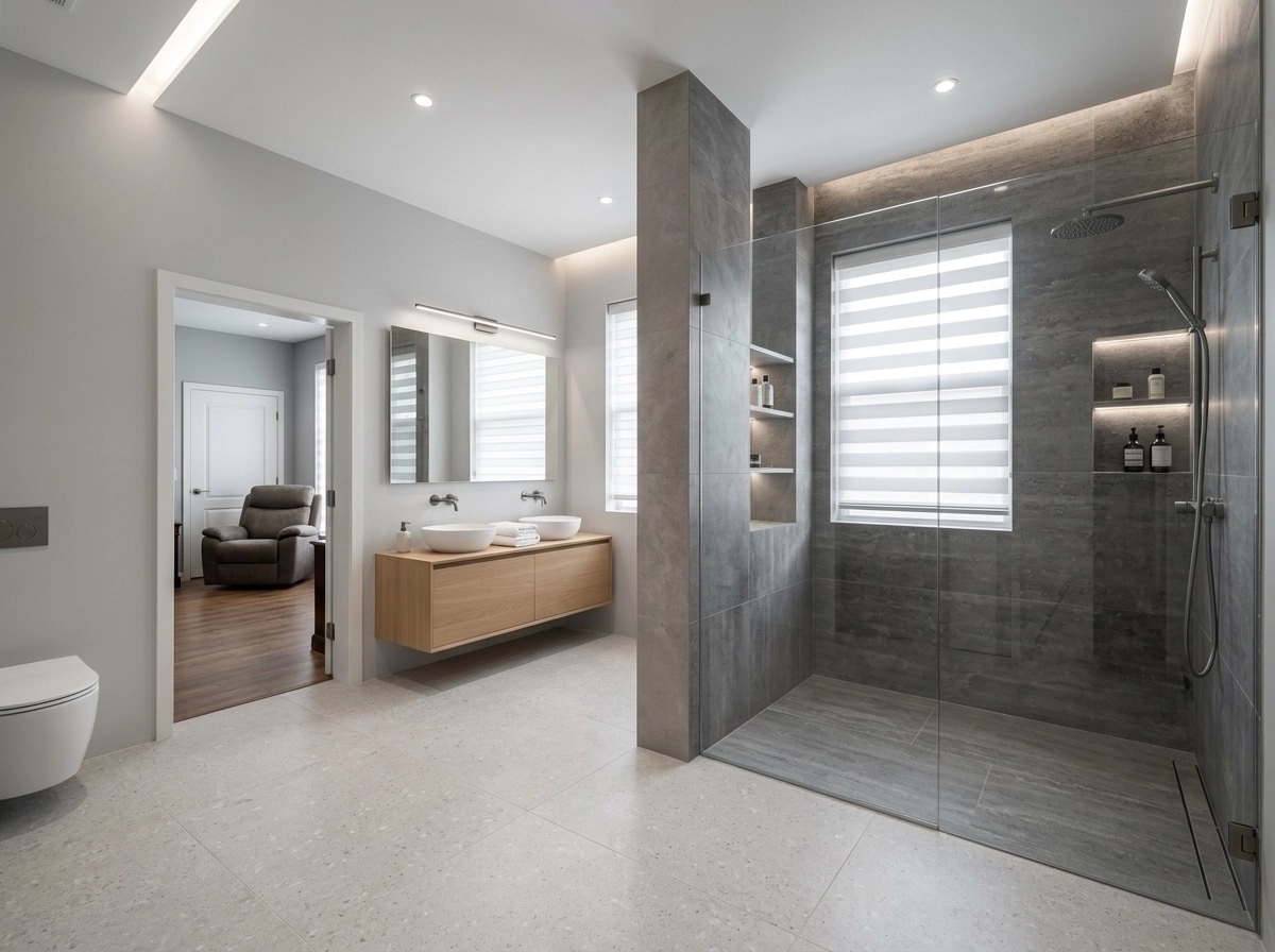 Bathroom interior in Minimalism style — photo by GenRoom AI