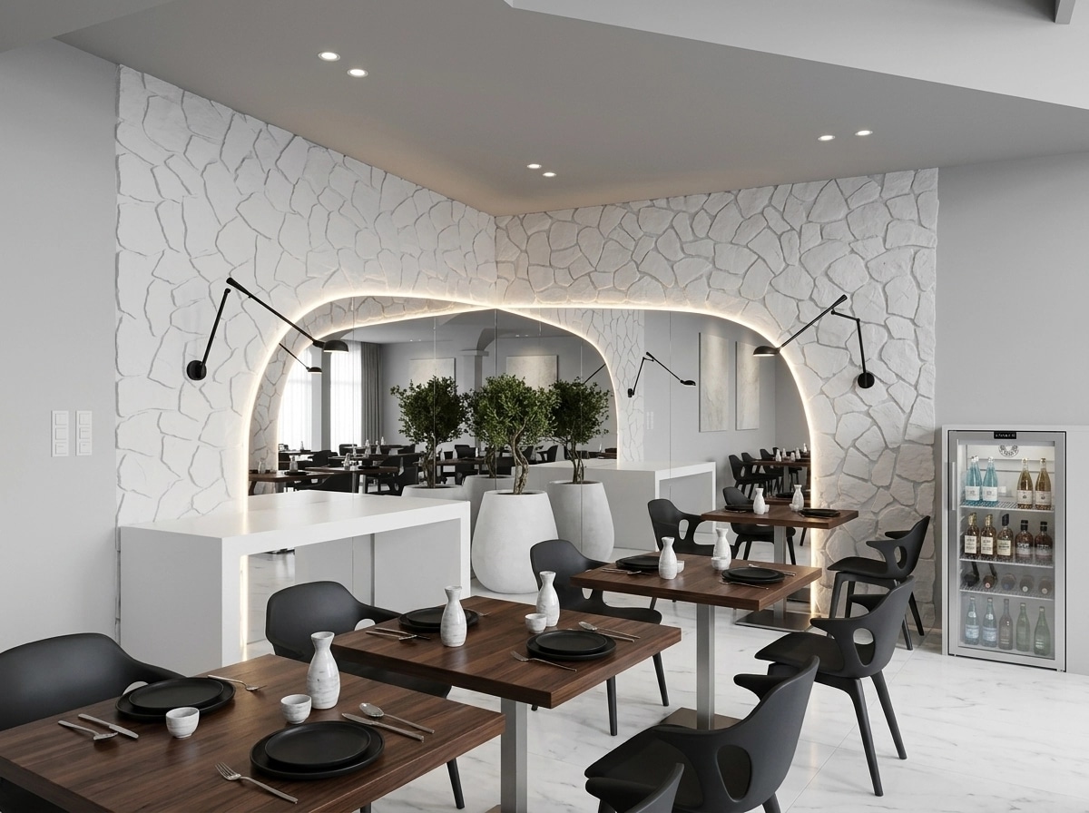 Interior design in Minimalism style — restaurant by GenRoom AI