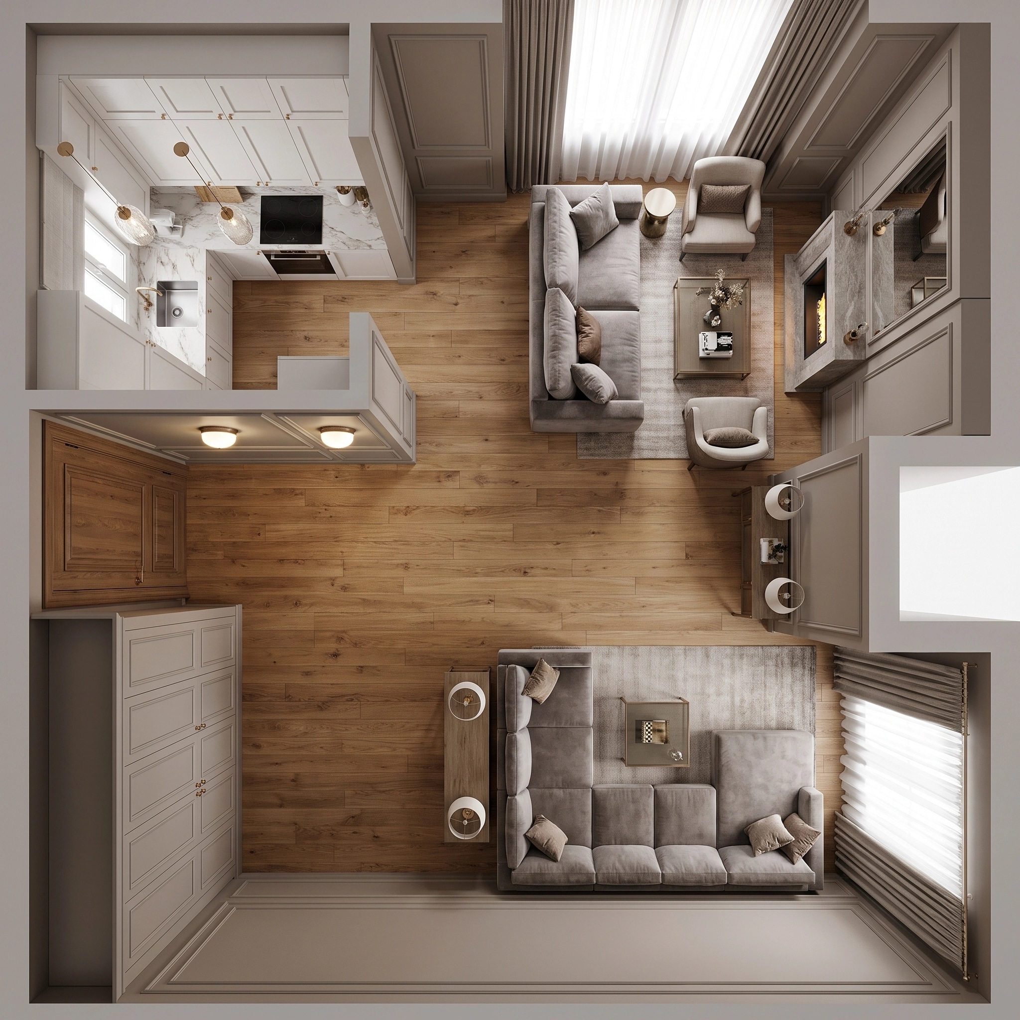 Transitional Living Room design — interior photo by GenRoom AI