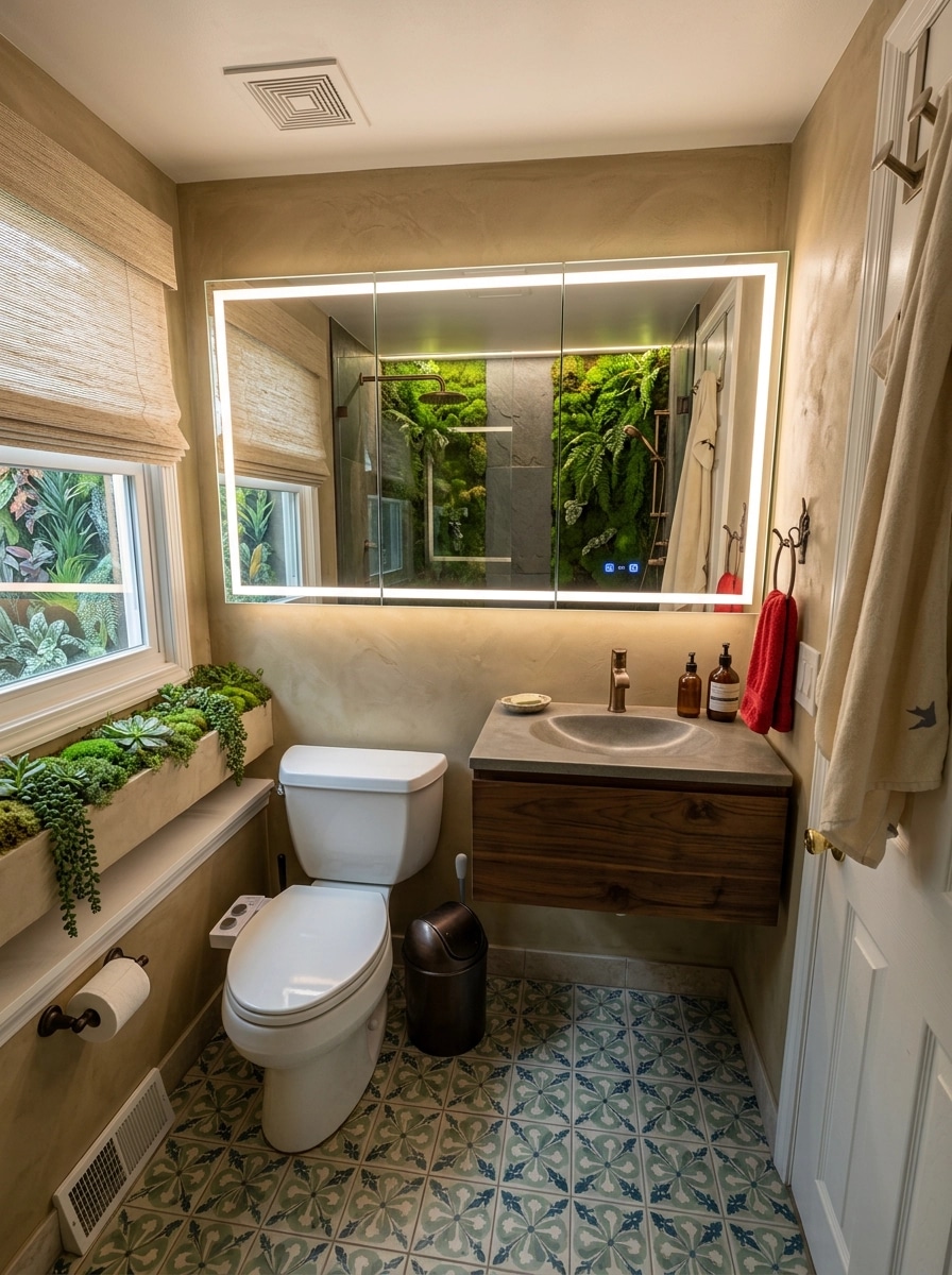 Bathroom interior in Biophilic style — photo by GenRoom AI