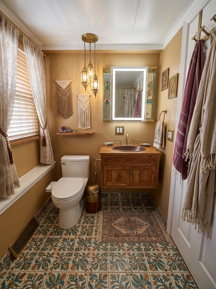 Bohemian Bathroom design — interior photo by GenRoom AI